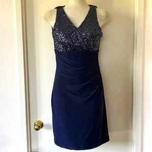 * HOST PICK * Ralph Lauren Midnight Blue Empire Waist Sequin Dress Size 10 EUC